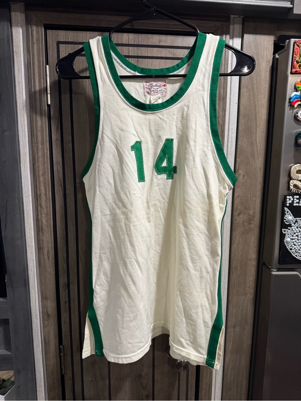 Vintage 1950/1960 Southland Athletic M Vintage White & Green Jersey #14